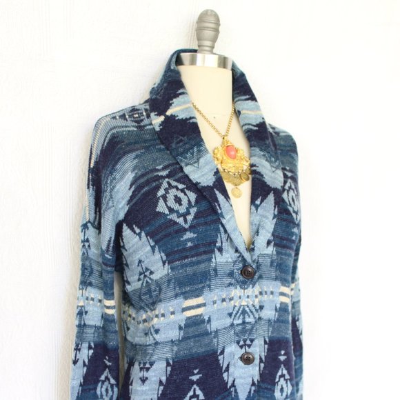 Ralph Lauren Denim & Supply Blue Southwest Cardigan Sweater Jacket L - Picture 3 of 10